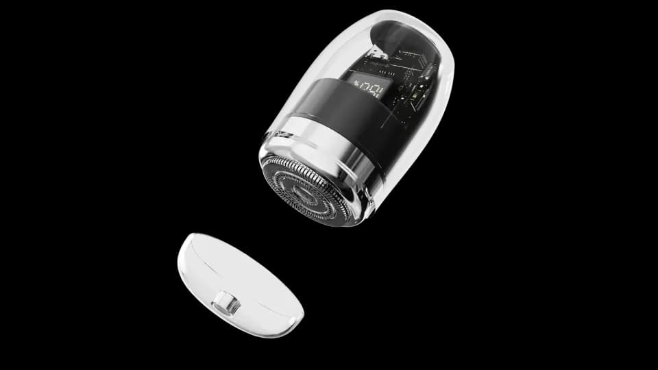 Transparent portable shaver, Product design showcase