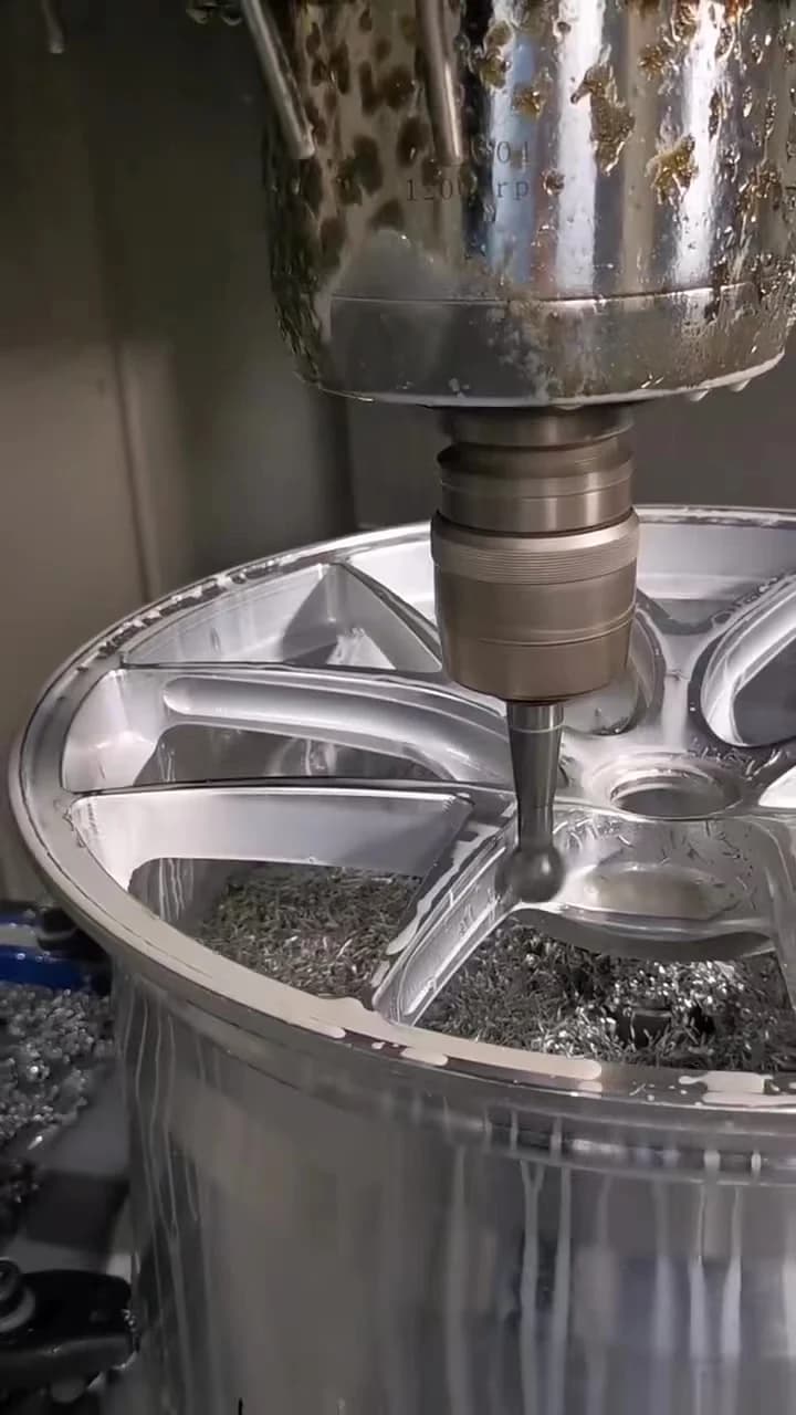 Wheel machining in progress, Metal machining photographs