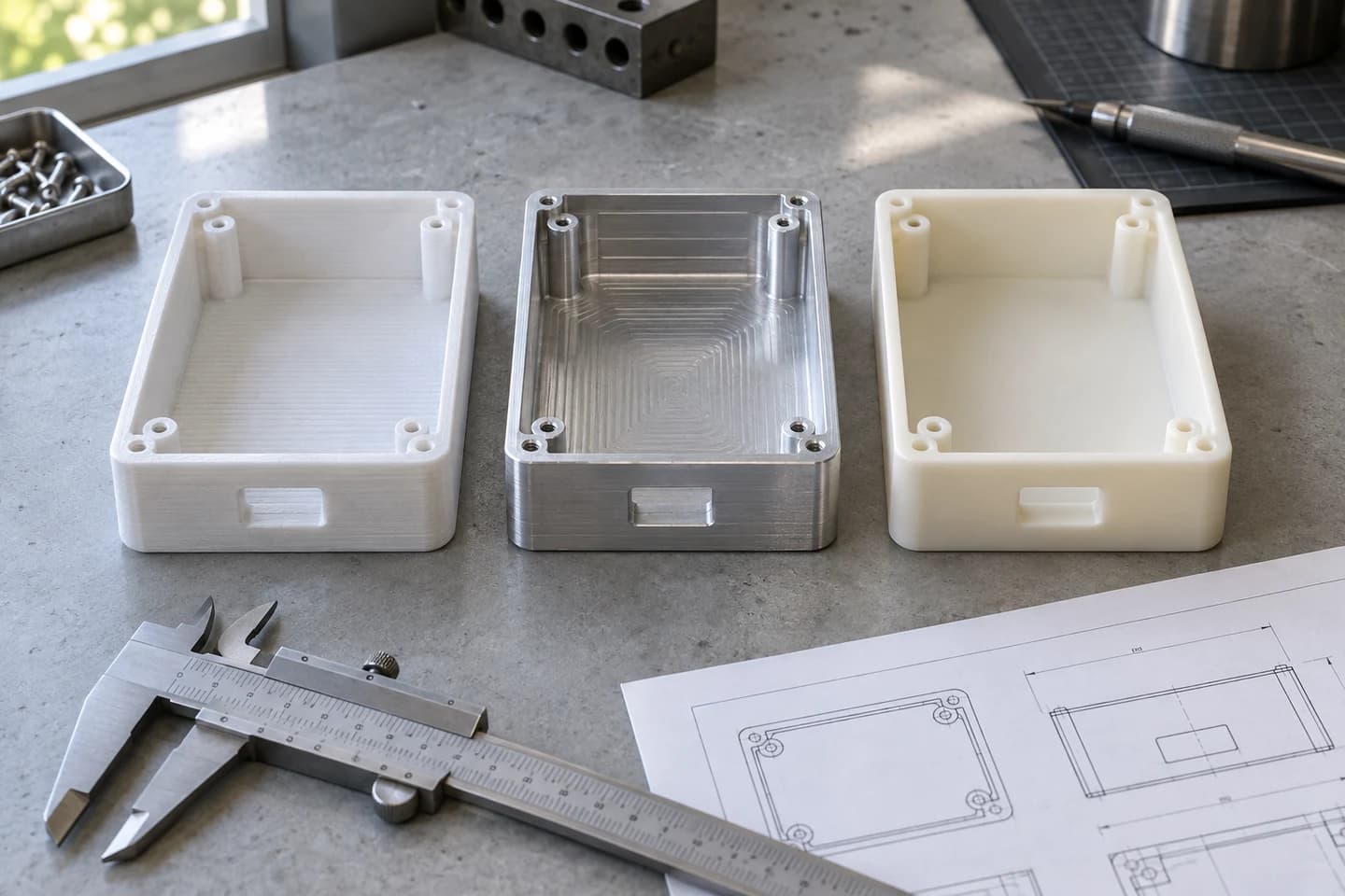 Process comparison of printing, metal cutting and resin samples, the selection should be subject to the verification objectives of this round