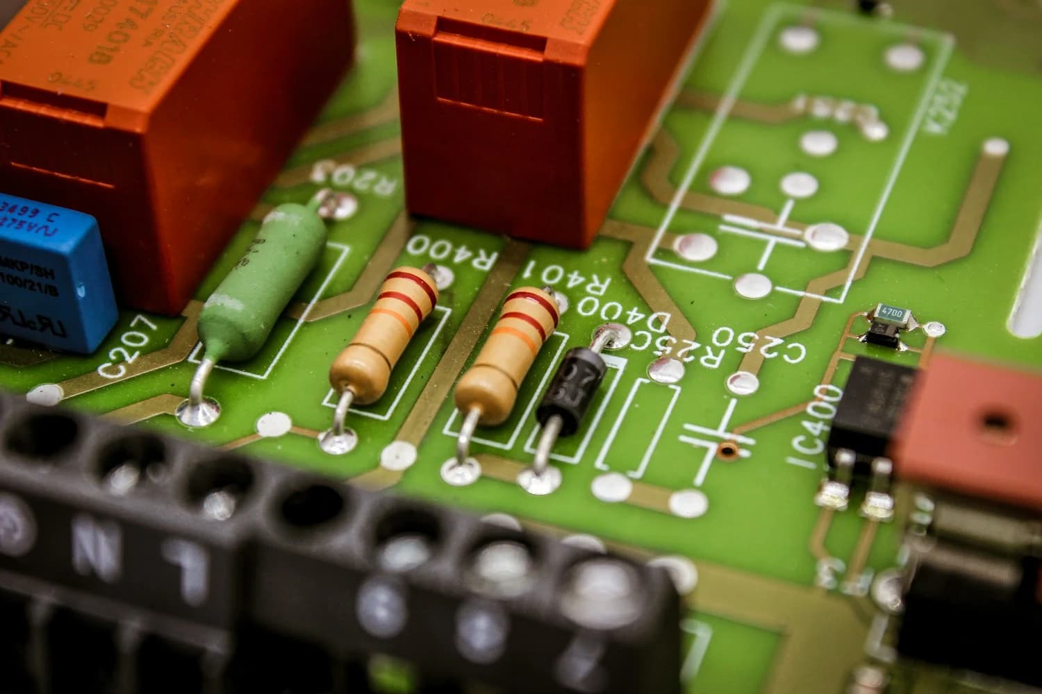 Real shots of circuit boards and integrated circuits, electronic manufacturing themed illustrations